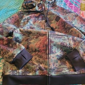 Burton Mountain Logo Zip Hoodie - Forest Print, Colombo, Men's L